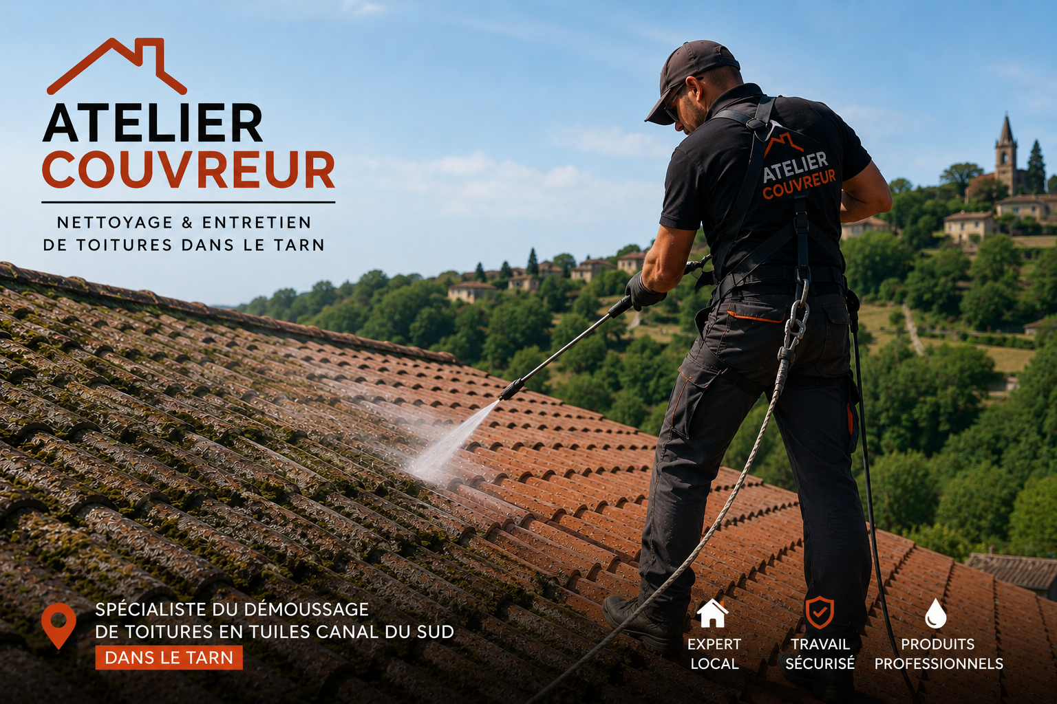 Démoussage de toiture à Albi